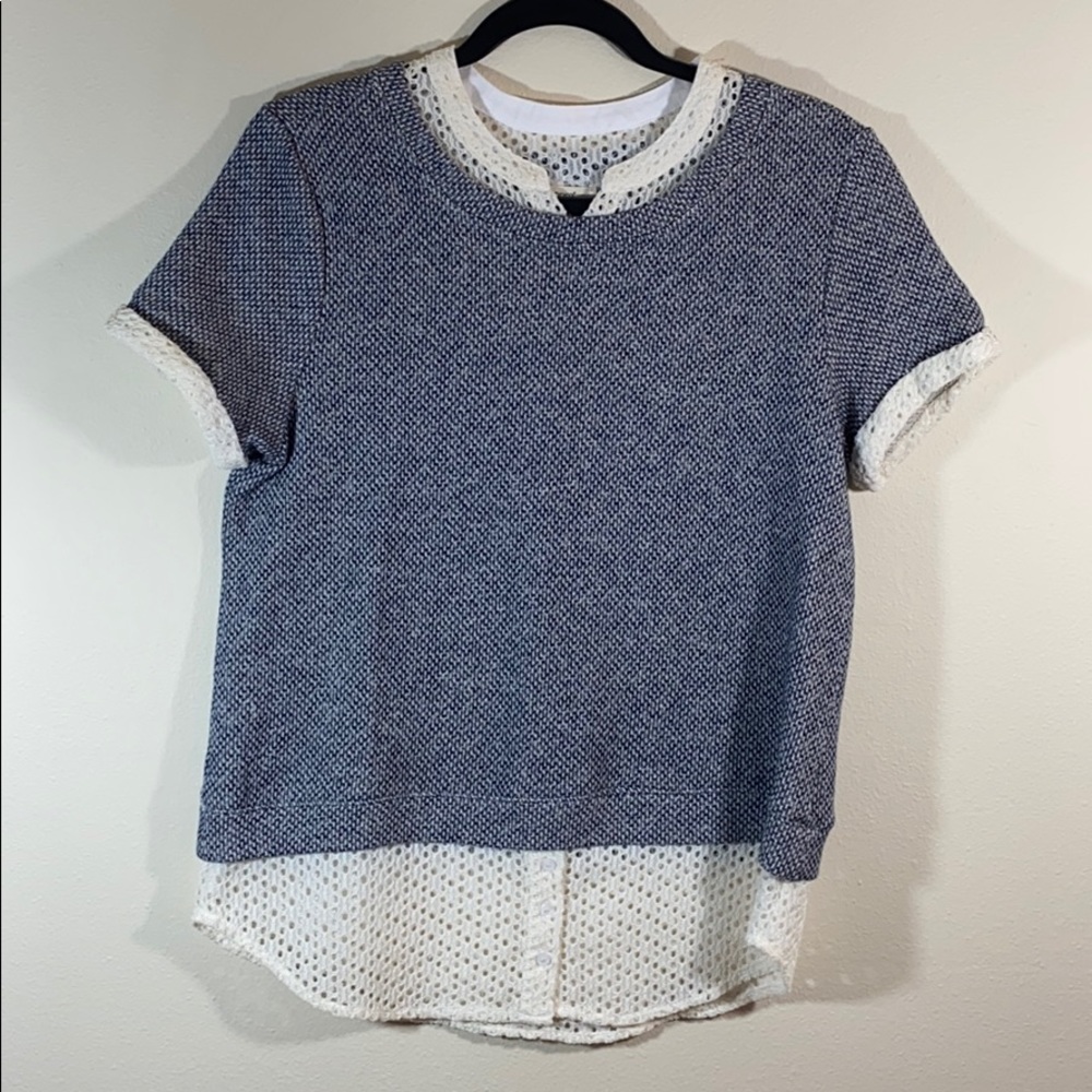 Oddy Knit Top with Lace Accent